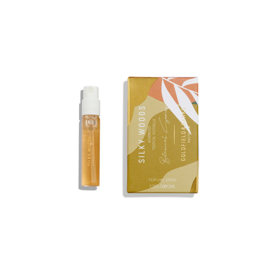 Goldfield and Banks Silky Woods 2ml 香水样品 - 来自澳大利亚的官方小众香水瓶，男女通用的香味，带有奢华的木质香调。