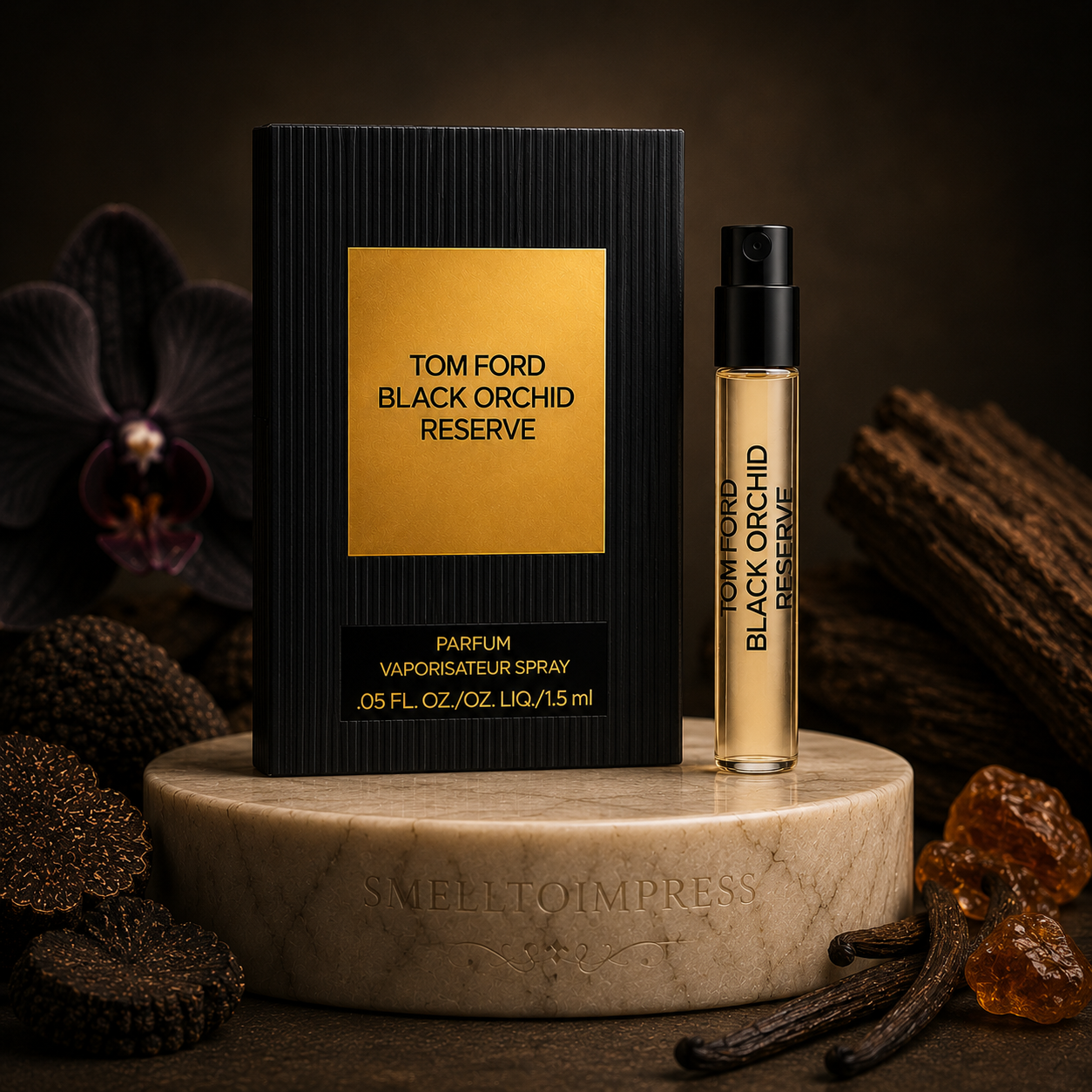 image of Tom Ford Black Orchid Reserve Parfum perfume sample official 1.5ml 0.05 fl. oz. perfume tester