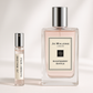 Jo Malone Raspberry Ripple 2ml 香水样品与 100ml Jo Malone Raspberry Ripple 香水瓶放在一起